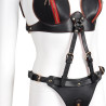 Kinky Party Ensemble Ouvert 2 Pièces Leathcrossed Noir et Rouge